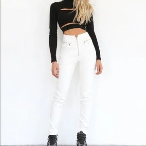 Tiger mist white leather pants